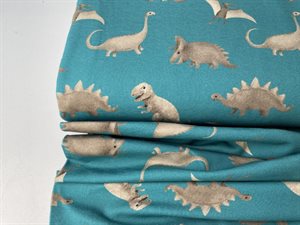 Bomuldsjersey - dinoer på petroleumsbund